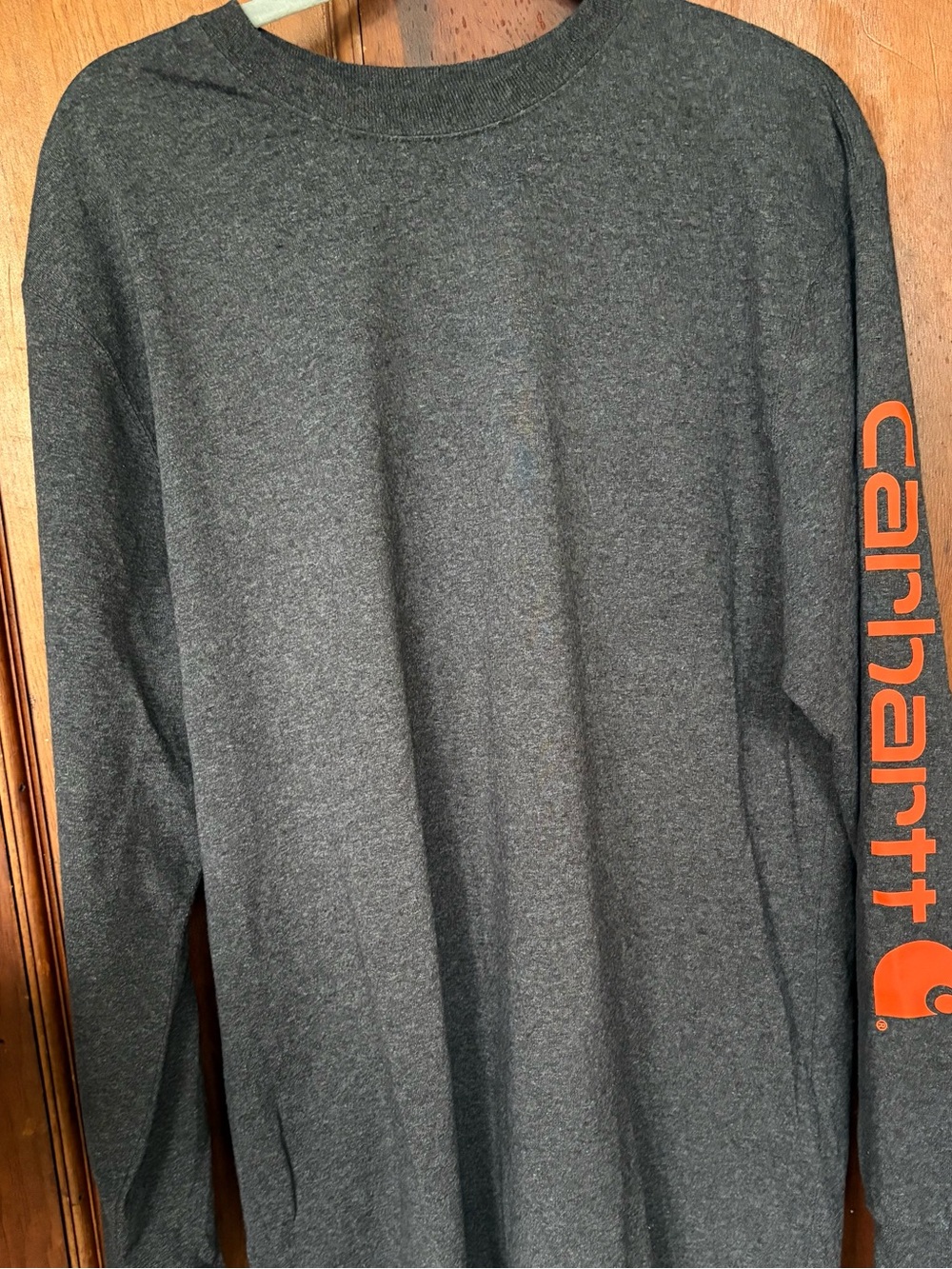 Carhartt Loose Fit Long Sleeve Sleeve-Logo Graphic Tee Carbon Heather Orange M